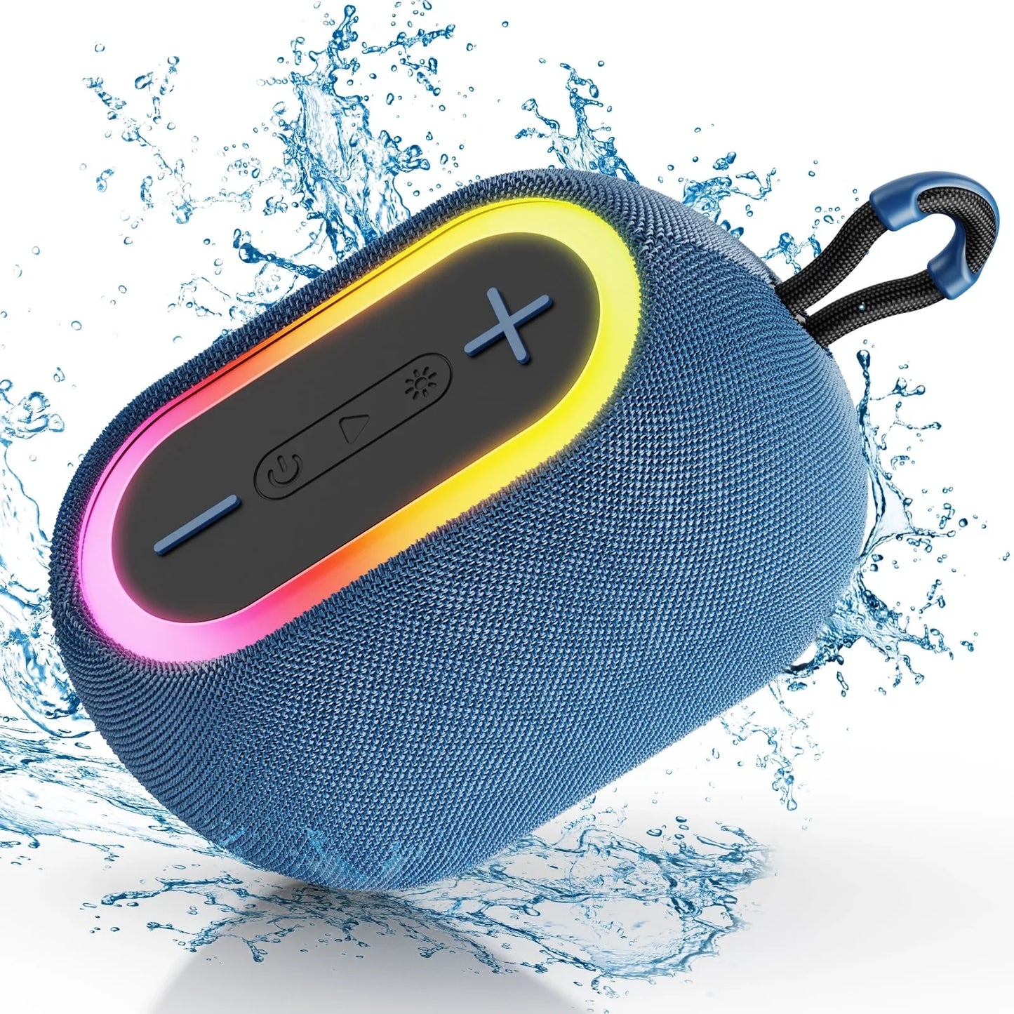 FanFun Portable Speaker, 30W Powerful Stereo Sound Bluetooth Speaker with DJ Lights, IPX7 Waterproof Speaker for Outdoor, Travel, Hiking, 6-8H Playtime, Supports Bluetooth, TF card, USB, L1-Blue