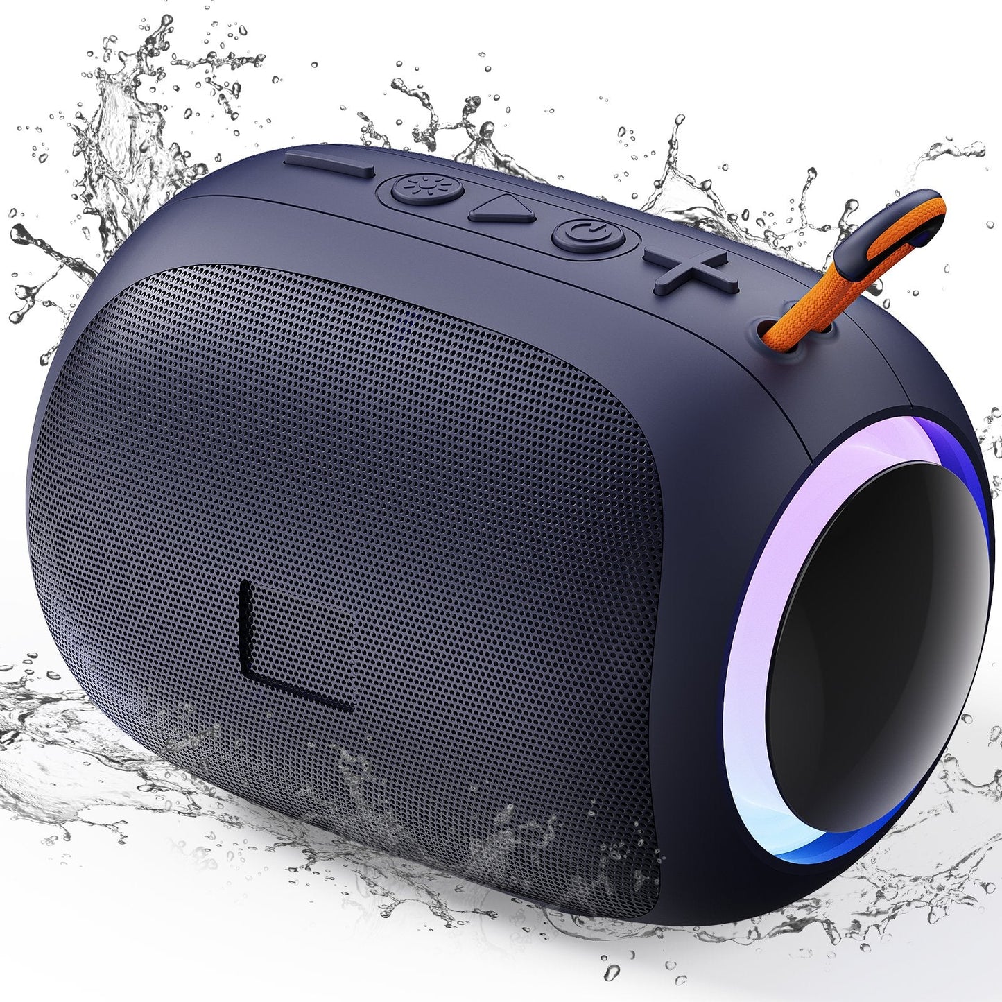 FanFun Portable Speaker, IPX7 Waterproof Mini Bluetooth Speaker with 8 Hours Playtime, Outdoor Speaker with LED Light, Blue