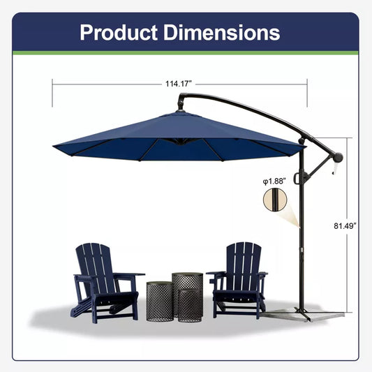 Maggift Patio Umbrellas with Base Included, Outdoor Double-Sided Umbrella with Crank Handle, for Pool Lawn Garden, Blue, 114.17"*114.17"*81.49"