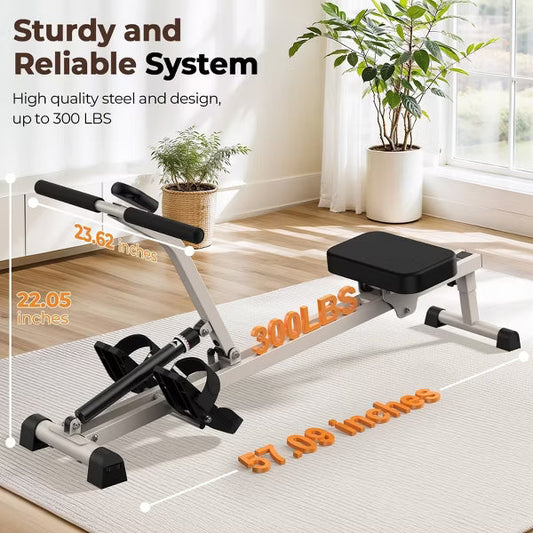 Rowing Machine Rower Exercise for Home Cardio Workouts, Hydraulic Rower With 12 Adjustable Resistance