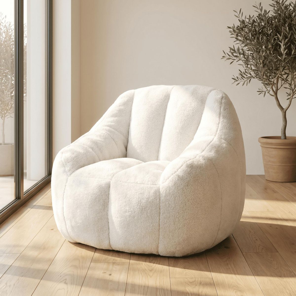 Bean Bag Chair with Filler,Fluffy and Lazy Sofa, Comfy Cozy BeanBag Chairs with Memory Foam for Dorm, Apartment, Living Room