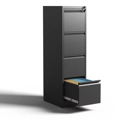 Yukimo Vertical File Cabinet with Lock, 52"H Steel Metal Filing Cabinet, Full Extension Silent Slides, Anti-Tilt Design, White