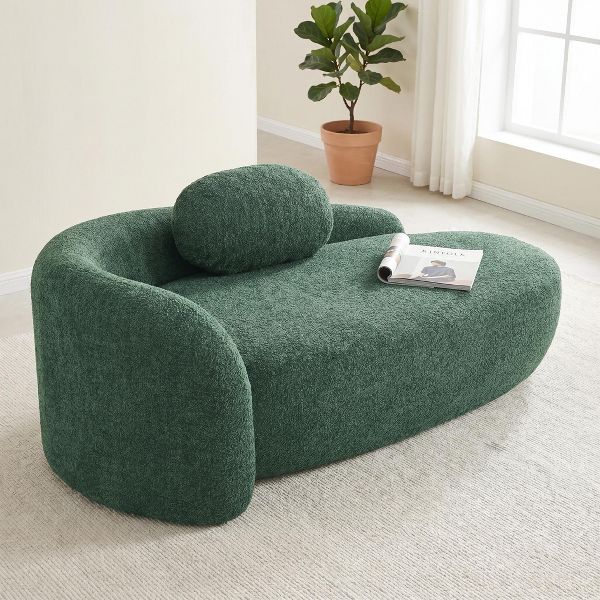 Modern Peninsula Accent Chair with Pillow, Comfy Oval Lounge Chair for Small Spaces, Single Lazy Sofa Armchair for Living Room, Bedroom, Reading Nook