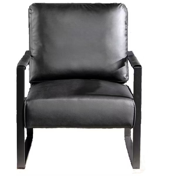 Mid Century Modern Accent Chair with Metal Frame & Microfiber, Black