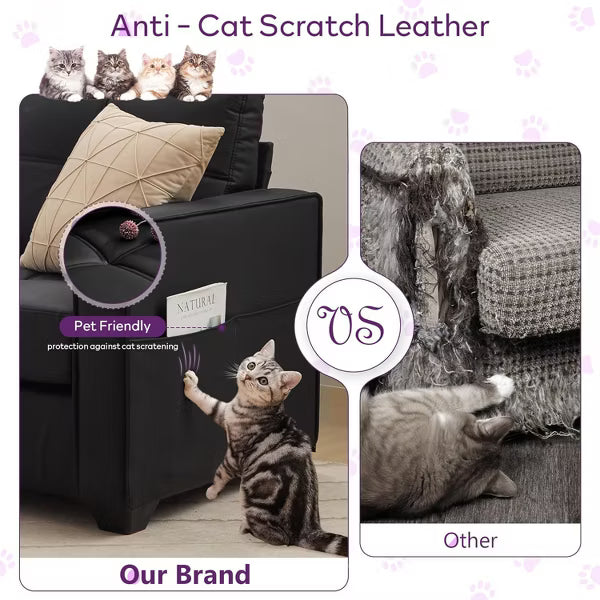 TYBOATLE 88" Faux Leather L-Shaped Sectional Sofa, Comfy Modular Couch with Chaise & USB, Convertible Sofa for Living Room, Bedroom, or Small Spaces