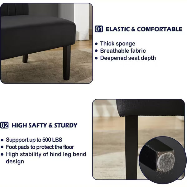 TYBOATLE 43" W Mini Small Black Leather Couch Armless Loveseat Sofa w/ USB Port, Couches for Living Room, Apartment, Office, Dorm, Bedroom