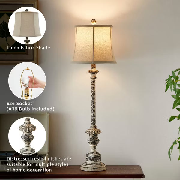 GTCLIGHTING Farmhouse Table Lamps for Living Room,35.25" Resin Bedside Lamps with Fabric Shade&Rotary Switch