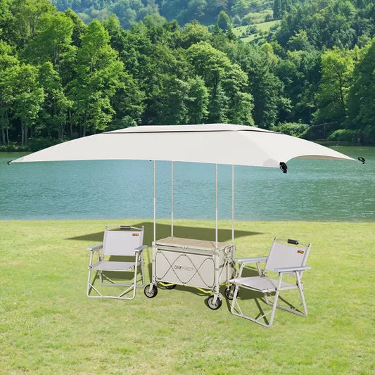 LIKEPAY Aluminnum Collapsble Foldable Utility Cart With Waterproof Canopy for Camping and Outdoor Activities