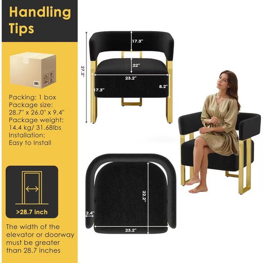 Mid-Century Modern Armchair, Upholstered Tufted Barrel Reading Chair for Bed Room, Office, Black