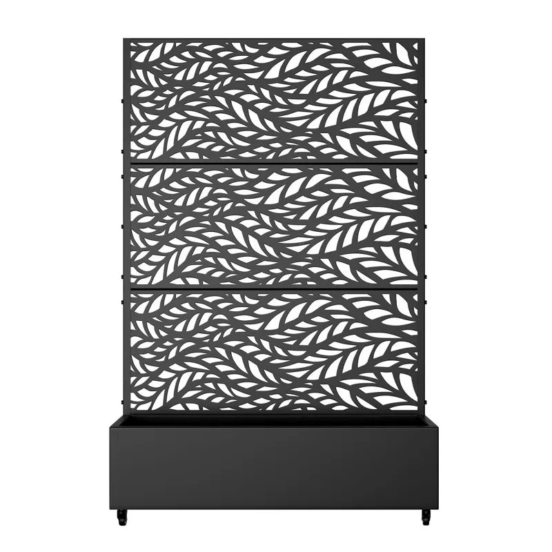 PexFix Outdoor Metal Trellis with Planter Box in Leaf Pattern