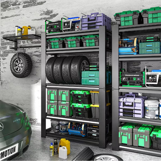 Munora - 72"H 5-Tier Heavy Duty Garage Shelving - Adjustable Storage for Warehouse/Basement - 16"D x 35"W - Black