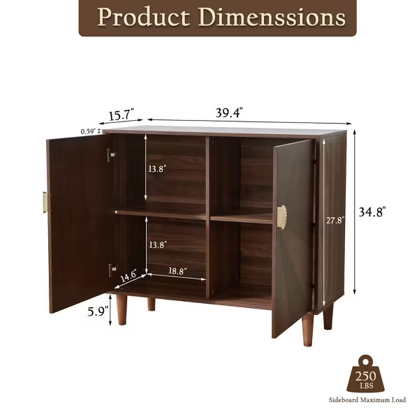 JVNOXK-Medieval Modern Sideboard with Storage Space, Featuring Double-Door Cabinet, Suitable for Living Room - Walnut