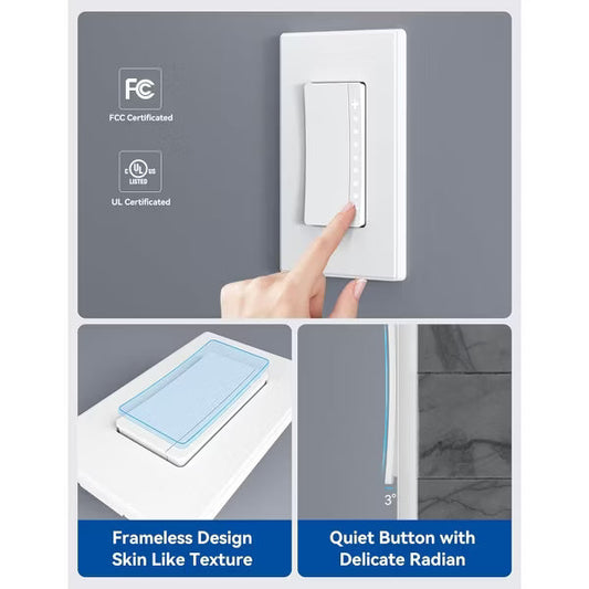 ELEGRP Smart Dimmer Light Switch Single Pole, 2.4GHz Wi-Fi Dimmer Switch Compatible w/Alexa and Google Assistant