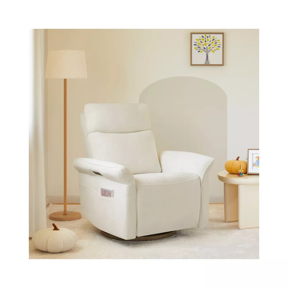 Spruce & Spring Cream Power Swivel Recliner Chair Triple-Motor Nursery Glider