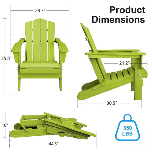 Hyleory HDPE Outdoor Patio Chair, Folding Adirondack Chair for All Seasons