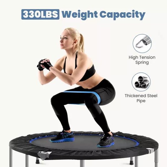 Dexmalle 40" Foldable Mini Trampoline with Adjustable Bar for Adults