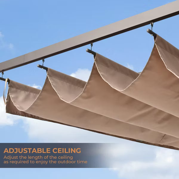 HAPPATIO Outdoor Retractable Pergola Canopy Patio Pergola with Aluminum Frame