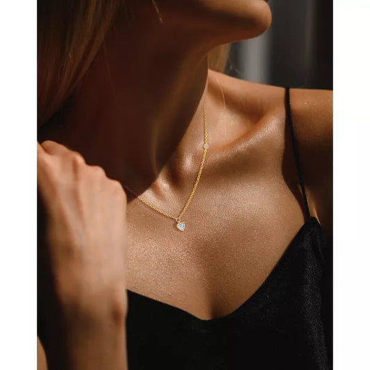 Molenia 14K Gold Heart Necklace for Women, 925 Sterling Silver Love Heart Pendant Choker Necklace Simple Jewelry Mother‘s Day Birthday Gifts for Her
