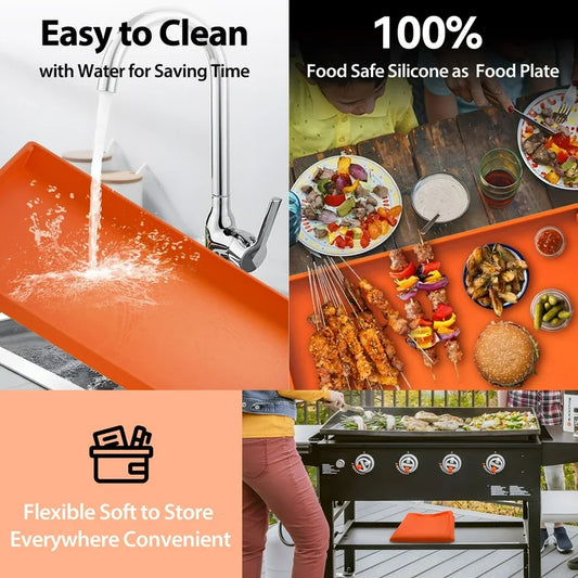 Fixdono 36 Griddle Mat Silicone for Blackstone, Magnetic Protective Cover Mats Blackstone Griddle Orange