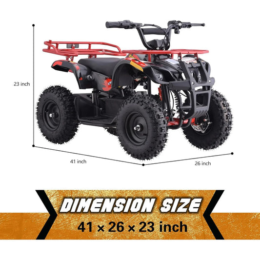 Dirt Quad 500 for Kids Teenager, 36V Electric 4 Wheeler for Teens, X Large Metal Frame, Speed Control, Suspension, Disc Brake, Charger Included (Red)