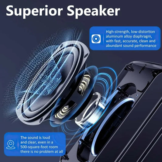 FanFun Portable Speaker, HD Stereo Sound Bluetooth Speaker with 2 Microphones, Party Speaker with DJ Lights