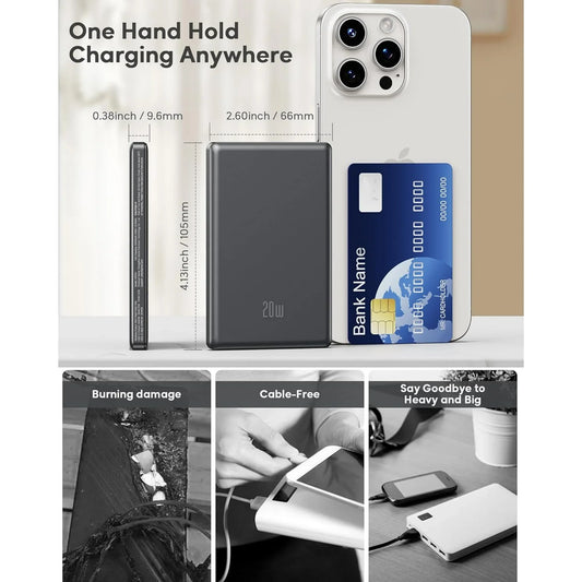 for Magsafe Magnetic Wireless Portable Charger, Ultra Slim 5000mAh Portable Charger with Type-C Cable 20W PD Fast Charging, Magnetic Battery Pack for iPhone 16/15/14/13/12/Pro/Mini/Pro Max