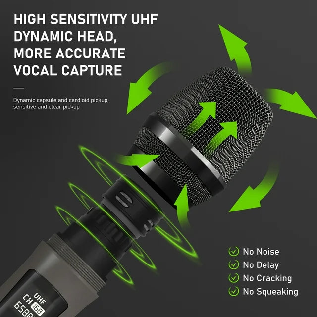 JYX Dual Wireless Microphones, Professional Microphone for Singing, Speech