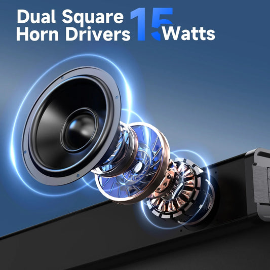 FanFun Soundar for TV, 2.0 Channel TV Sound Bar with Bluetooth and HDMI-ARC Connectivity, Soundbar with Bass Reflex Speaker