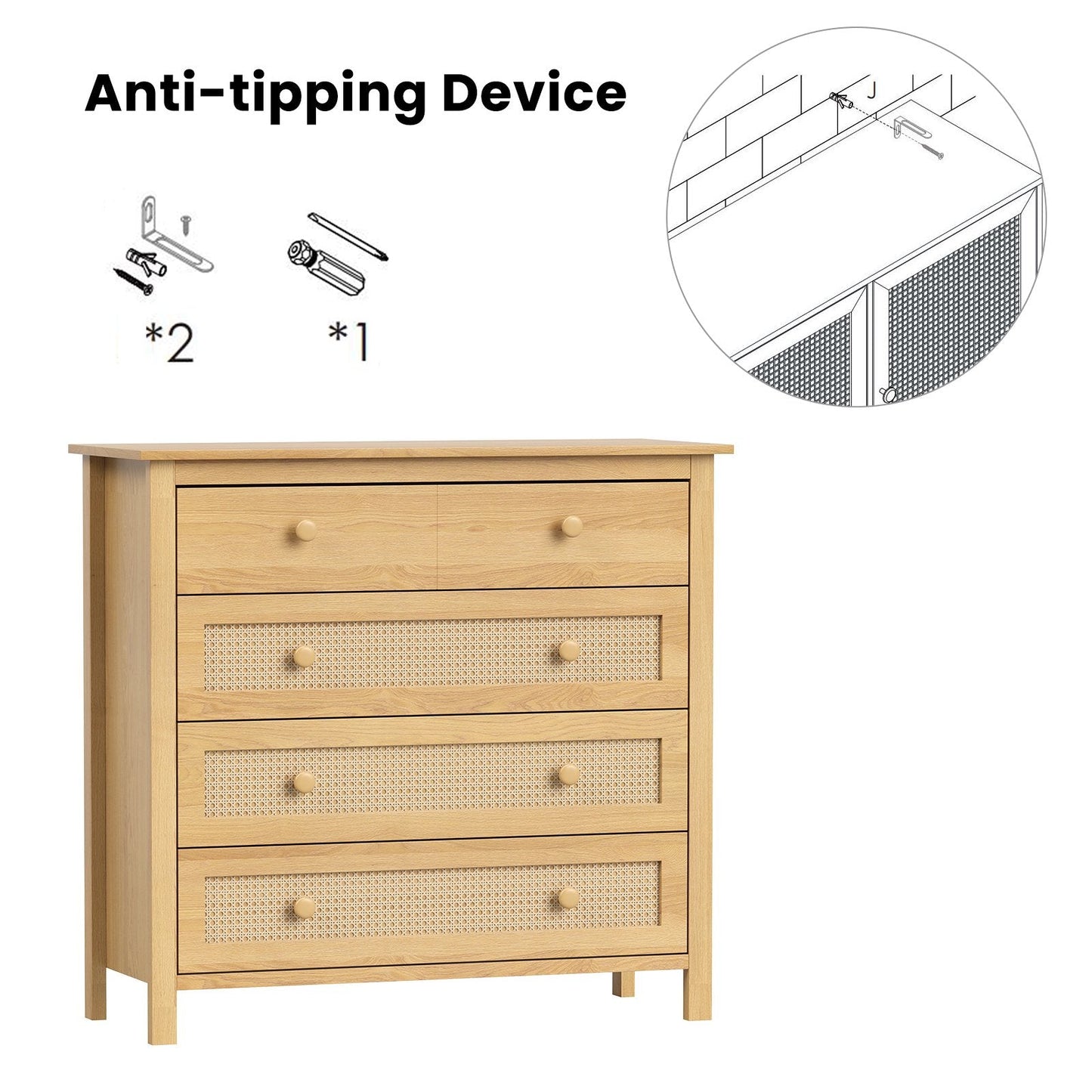 Farini Sideboard Buffet Cabinet with 4 Drawers,Modern Wooden Console Cabinet for Kitchen,Living Room, Dining Room, Hallway,Nature