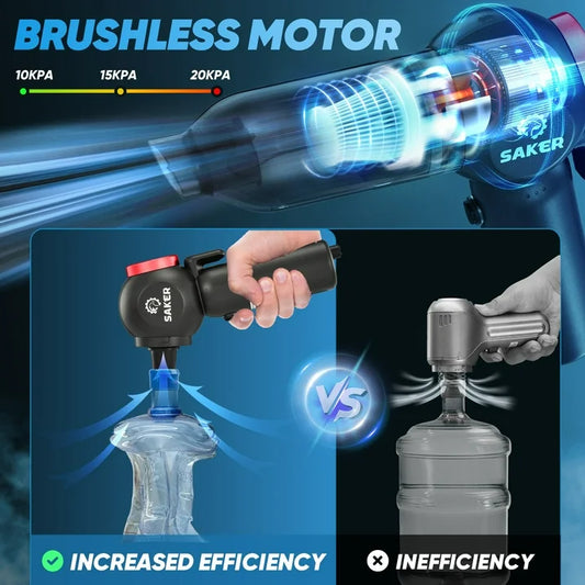 Saker Cordless Handheld Vacuum, 6 in 1 Multifunctional Vacuum with 120W/20000PA Brushless Motor, Window Breaker Seatbelt Cutter for Car, Home, Office