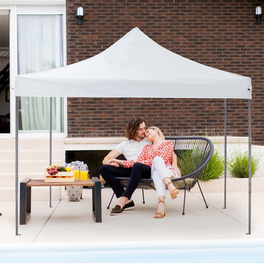 edx 10 x 10ft Pop Up Canopy Tent Portable Sun Shelter Canopy Tent with Sand Bags, White