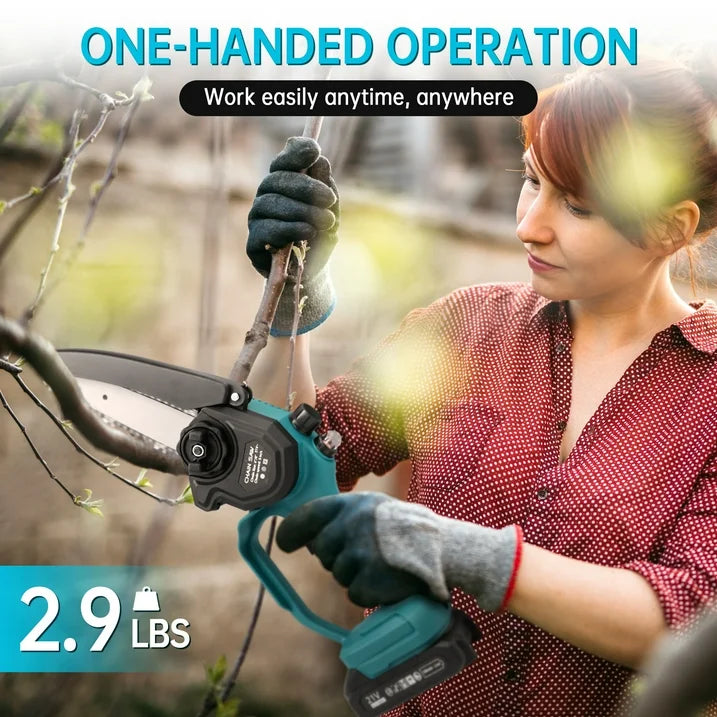 Tidymend Mini Chainsaw 6 inch Electric Chainsaw with Automatic Oiler, Cordless Chain Saw with 2 Chains, 2 Batteries Charger for Tree Trimming, Branches Cutting