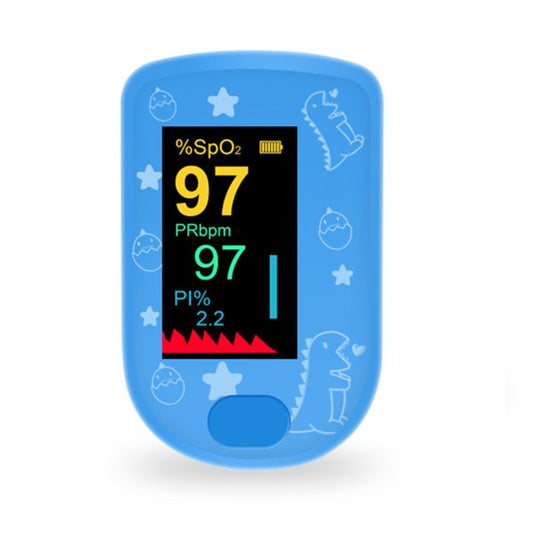 SUWU Pulse Oximeter, Rechargeable Oximeter for Kids Children, Blood Oxygen Saturation, Pulse Rate Monitor, Cute Cartoon Design, USB C Charging,Blue
