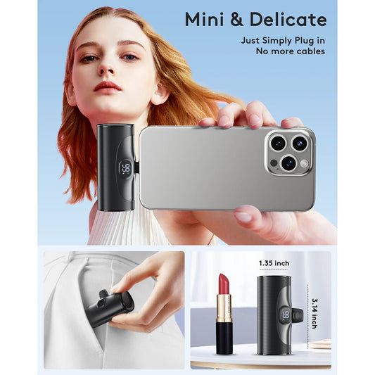 Portable Charger for iphone android with LED Display, 20W Quick Charge Powerbank, 5000mAh Battery Pack Charing Bank Compatible with iPhone 16/15 Pro Samsung Galaxy Note and other USB C Phones