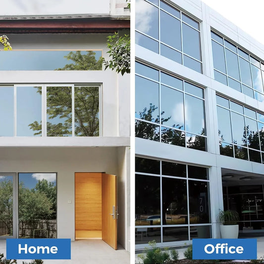 BSHAPPLUS 79x18 inch One Way Window Privacy Film Daytime Privacy Window Tint for Home,UV Blocking Reflective Heat Control Glass Films Non-Adhesive Mirror Window Clings,Black