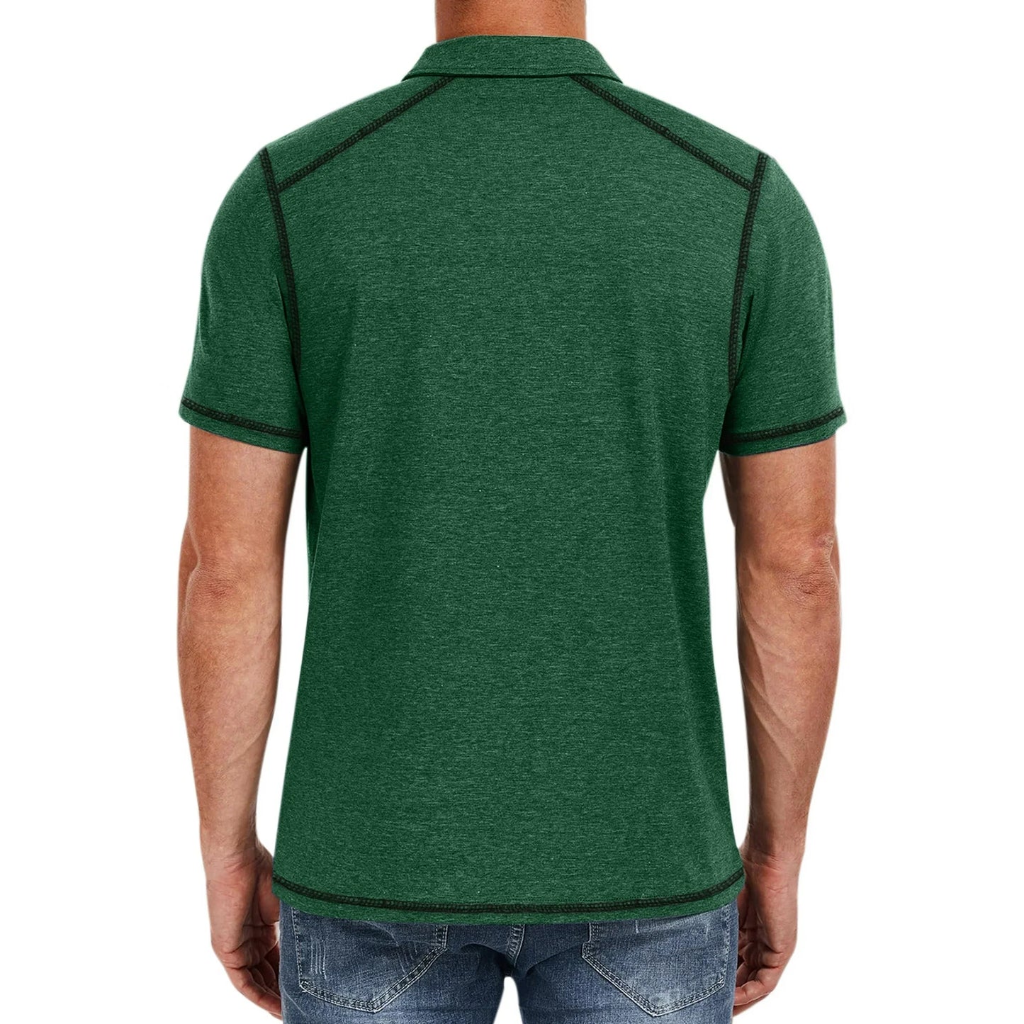 Thrilos Mens Polo Shirts Knit Short Sleeve Golf Shirts Casual Button Down T Shirts Solid Color Slim Fit Tops