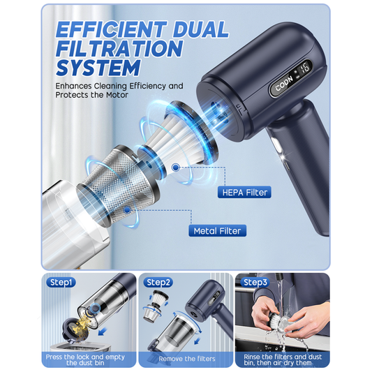 Handheld Cordless Vacuum Cleaner, 15000PA High Power Vacuum,Dust Collector,Digital Display,Rechargeable Car Vacuum,Suitable for Car,Home,Pet Hair