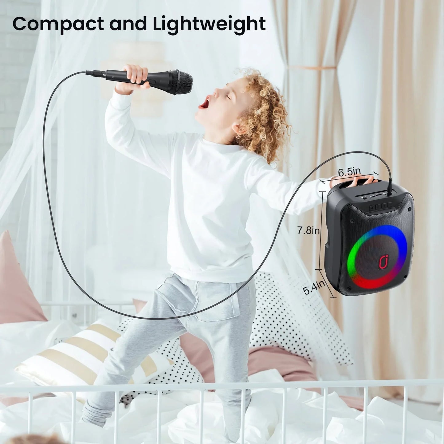 JYX Bluetooth Speaker, Portable Wireless Speaker with Microphone & LED Light, Party Speaker, D18