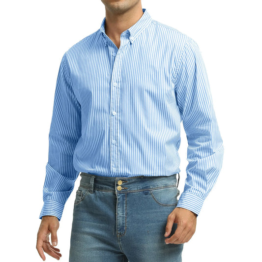 GENTS BLISS Men Dress Shirts Long Sleeve Stripe Shirts for Men Casual Business Button Down Men Shirts