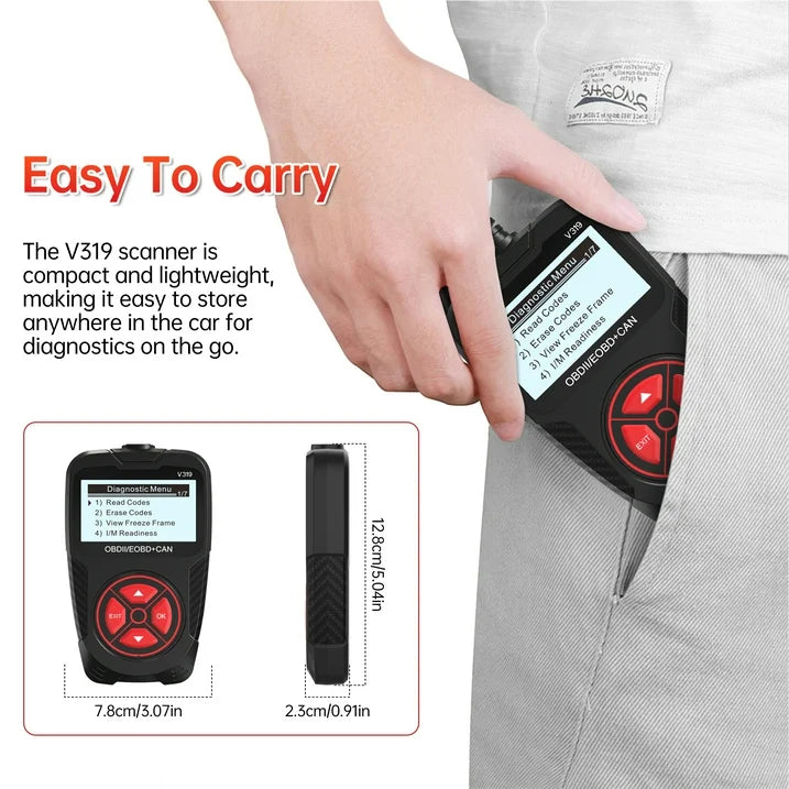 OBD2 Scanner Diagnostic Tool, Car Code Reader for Cars and Trucks for Quick Retrieval of Error Codes, Check Engine Code Reader for All OBD II Vehicles since 1996