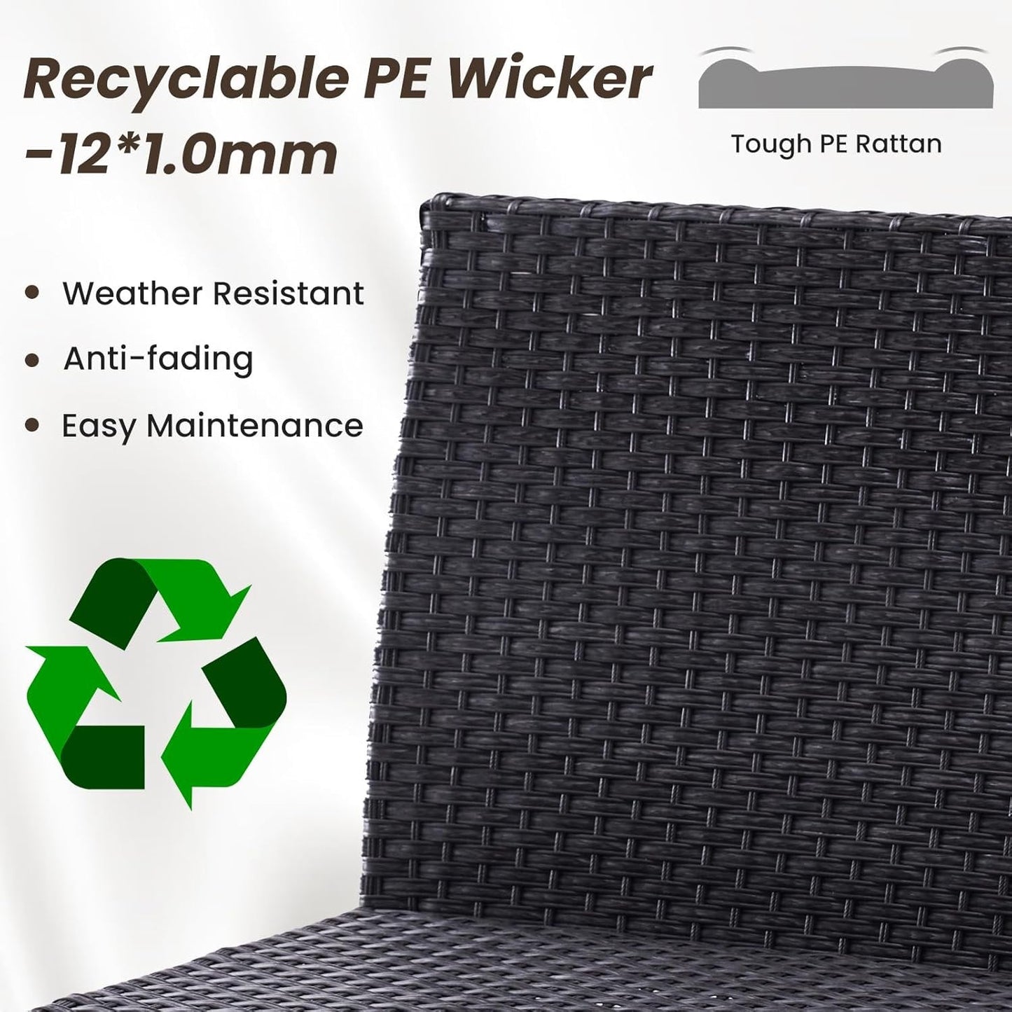 Farini Outdoor Furniture Set, 7 Piece Patio Sectional Furniture Set with Cushions, PE Outdoor Wicker Conversation Set Sectional Patio Sofa, All-Weather Rattan Sofa for Backyard, Garden, and Poolside