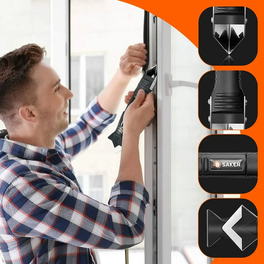 Saker 3 in 1 Silicone Caulking Tool, 5 Replaceable Silicone Pads, For Bathroom, Kitchen, Floor, Window, Sink Joints (Black)