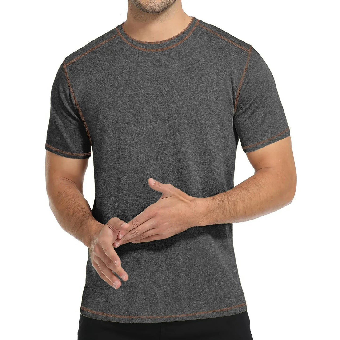 GENTS BLISS Crew Neck Men T-shirts Short Sleeve Shirts for Men Contrast Lines Casual Men Shirts