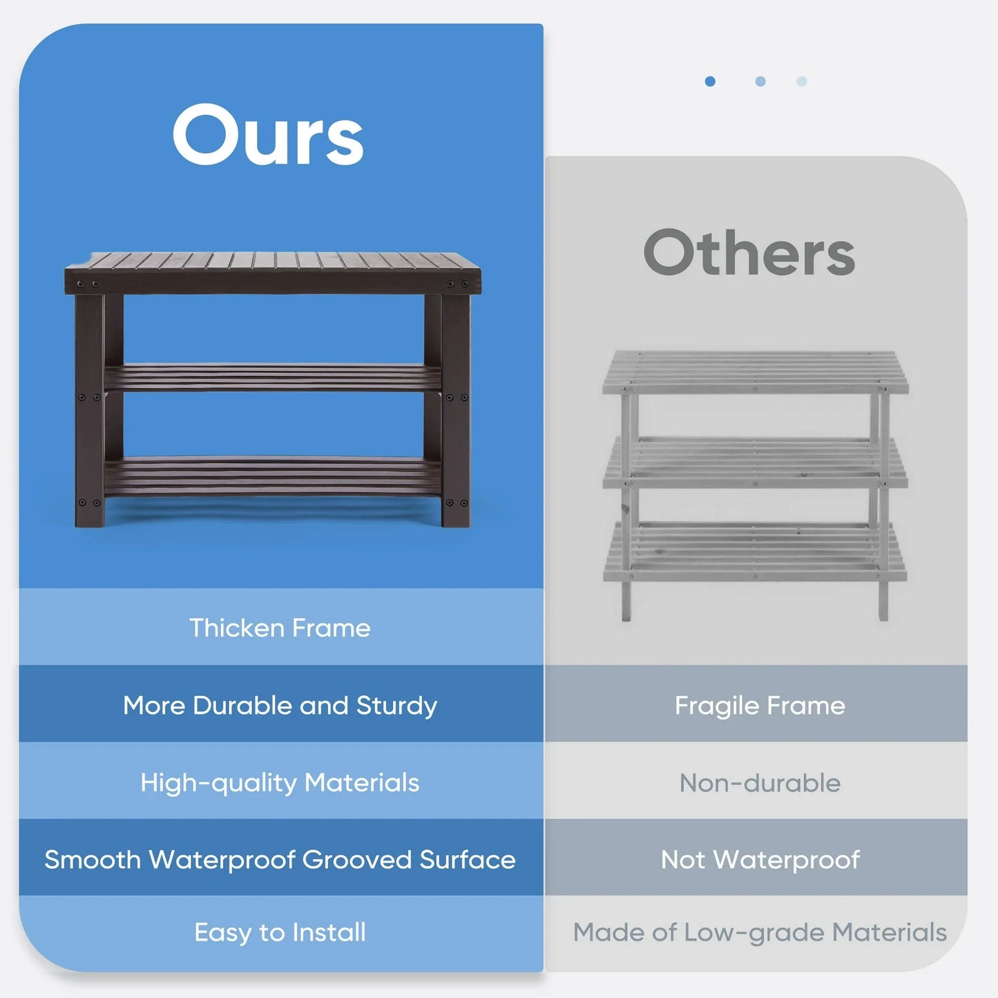 EDX 3-Tier Bamboo Shoe Rack Bench, 11.3 x 27.6 x 17.8 Inches Compact Storage Organizer with 286lb Capacity for Entryway, Bedroom and Living Room, Black