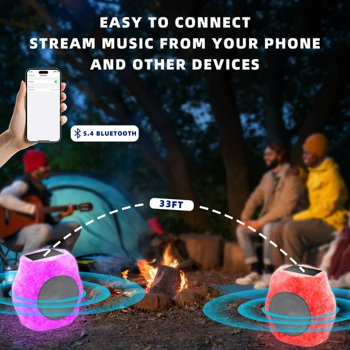 Outdoor Rock Speaker, Outdoor Speaker Bluetooth, Solar Charging, All Weather Use, Great for Pool, Garden, Patio