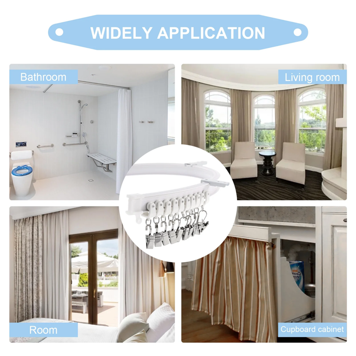 Aovky Flexible Bendable Ceiling Curtain Track, 16.4FT (5m) Curved Curtain Track Ceiling Mount with Curtain Rail System, Ceiling Track for Curtains for Room Divider RV Shower Bay Window, White