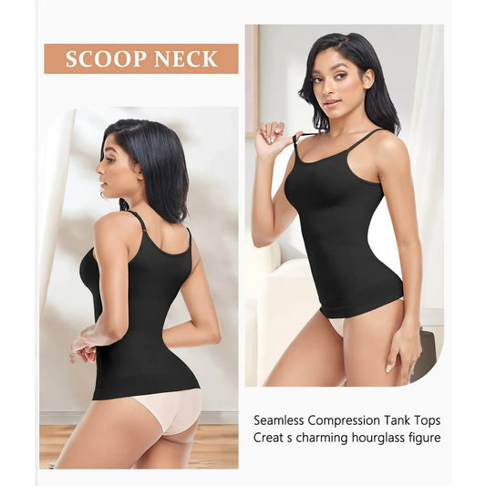 MANIFIQUE 2 Pack Compression Tank Cami  Tummy and Waist Control Body Shapewear Camisole for Women