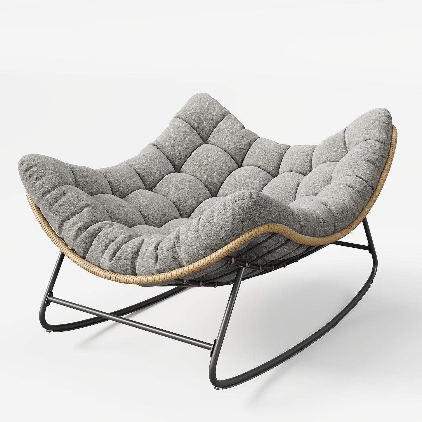 UDPATIO Outdoor Patio Wicker Papasan Chair with 360-Degree Swivel and soft Cushion.