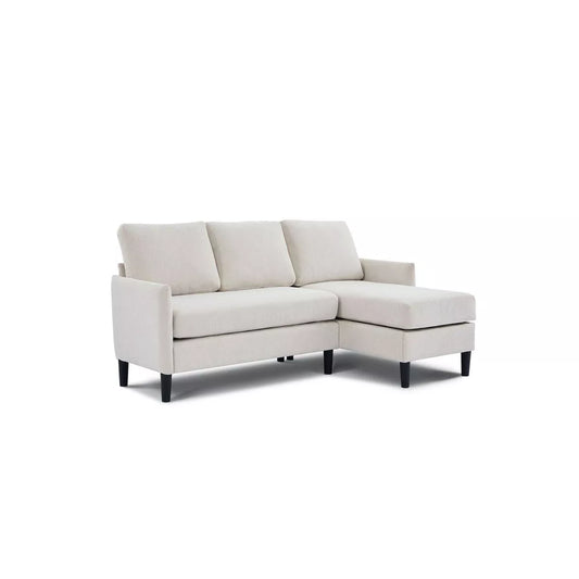Hyleory 3-Seater L-Shaped Sectional Sofa with Chaise, Small Linen-Look Fabric Couch for Living Room or Studio