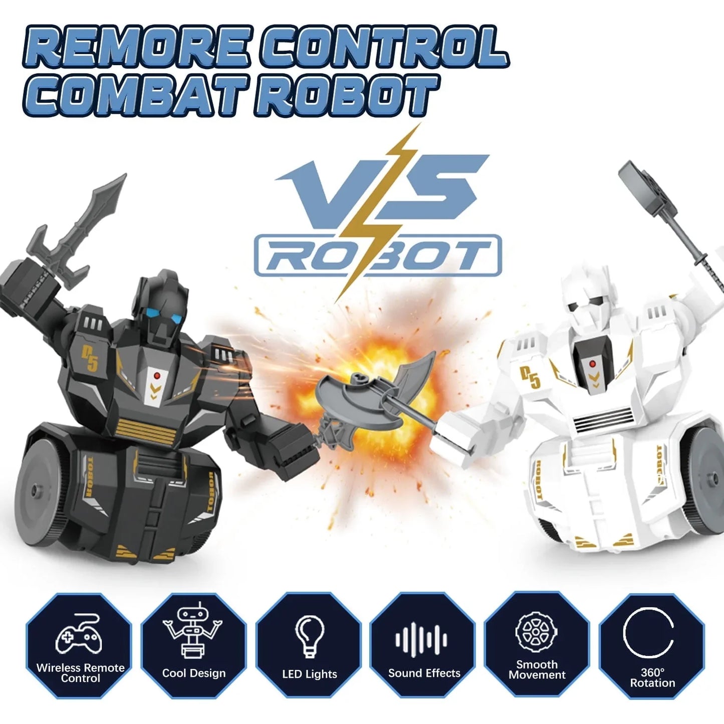 BEEPRINCESS Remote Control Robot Combat Set, 2-Player Remote Control Battle Robots Toys for Kids & Family & Parent-child, LED Lights & Sound Effects, Electronic Fighting Game with Wireless Controller